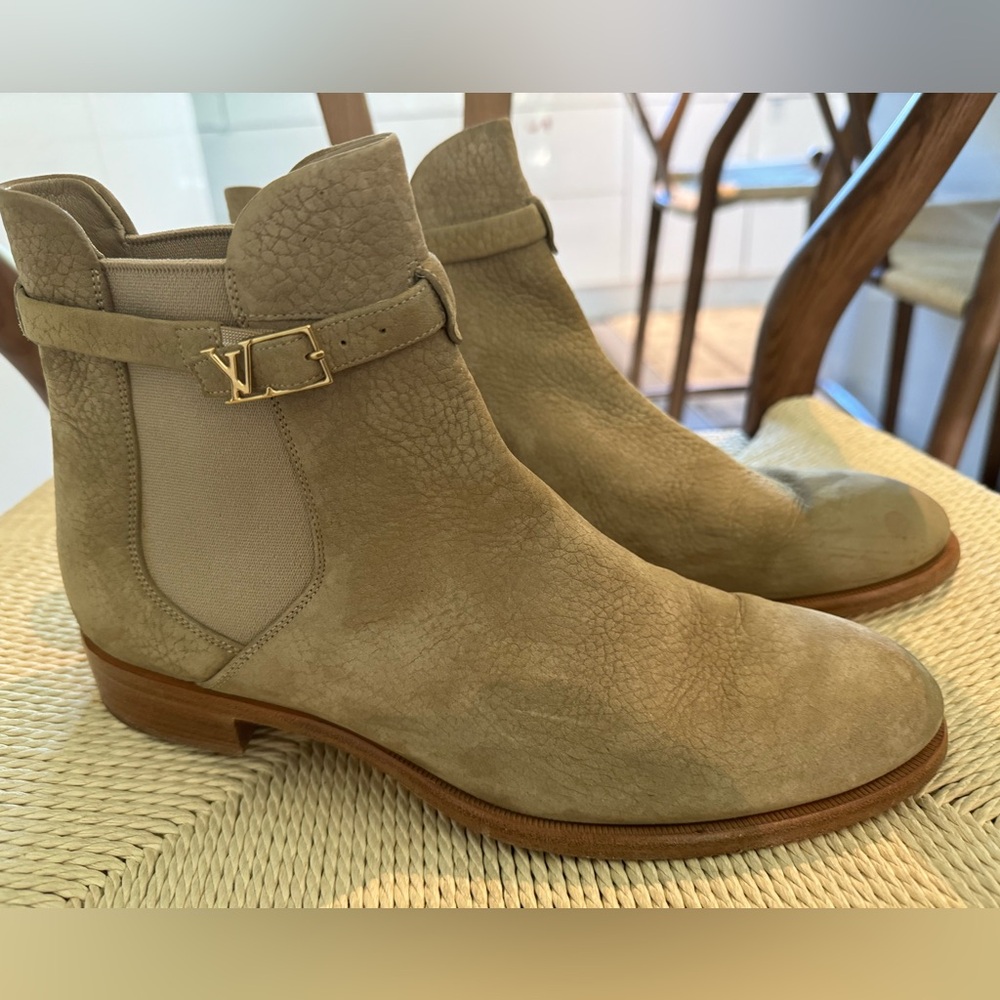 Louis Vuitton Taupe nubuck booties size 40.  Really beautiful condition.